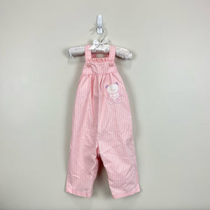 Vintage Healthtex Pink Striped Teddy Bear Overalls 24 Months USA