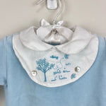 Load image into Gallery viewer, Bout'Chou Blue Velour Embroidered Bib Footie Romper 1 M
