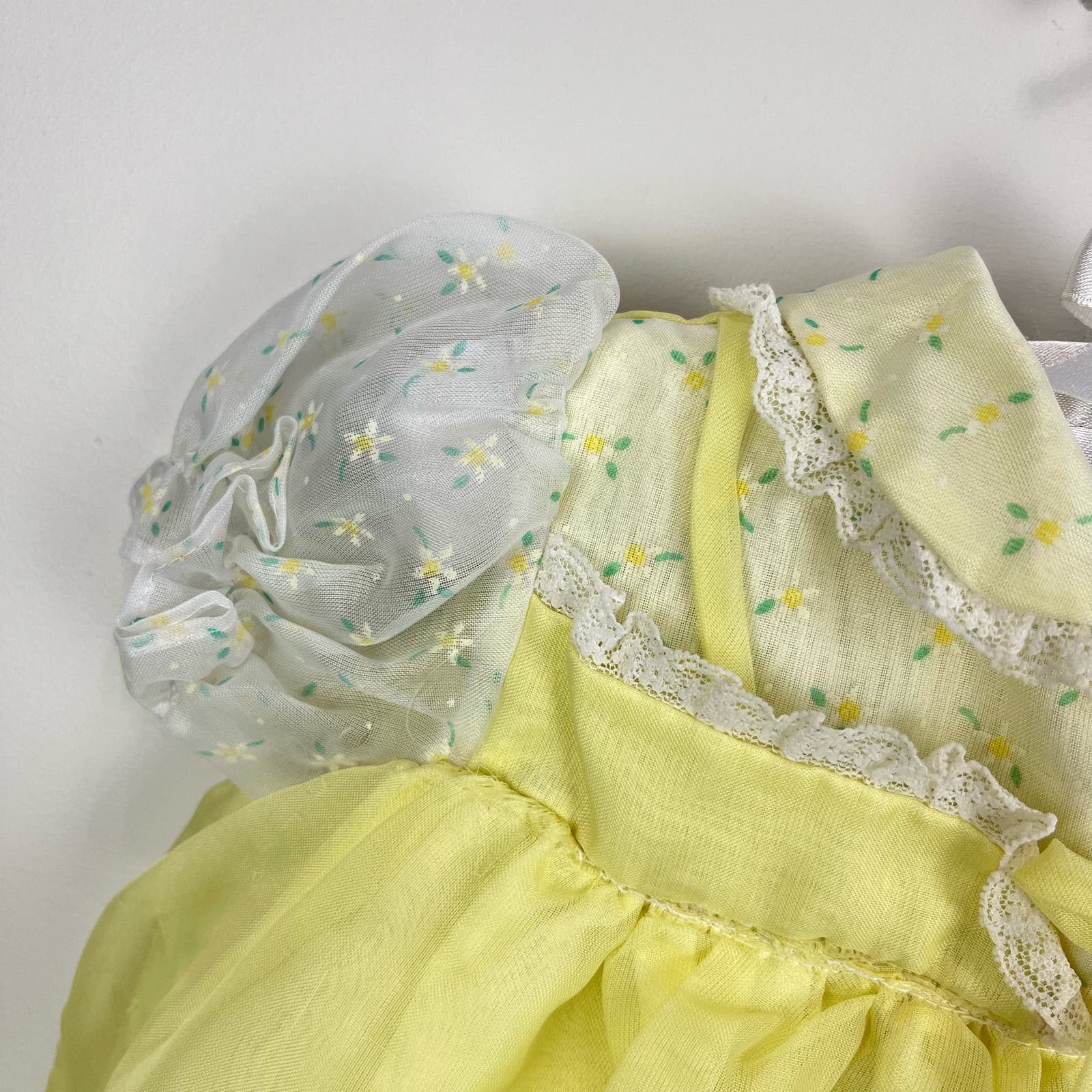 Vintage Yellow Ruffle Lace Daisy Dress 18 Months