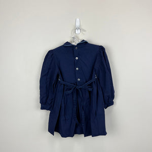 Vintage Polly Flinders Navy Blue Smocked Dress 3T