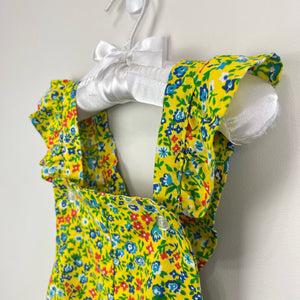 Vintage Alber Yellow Floral overalls 2T USA
