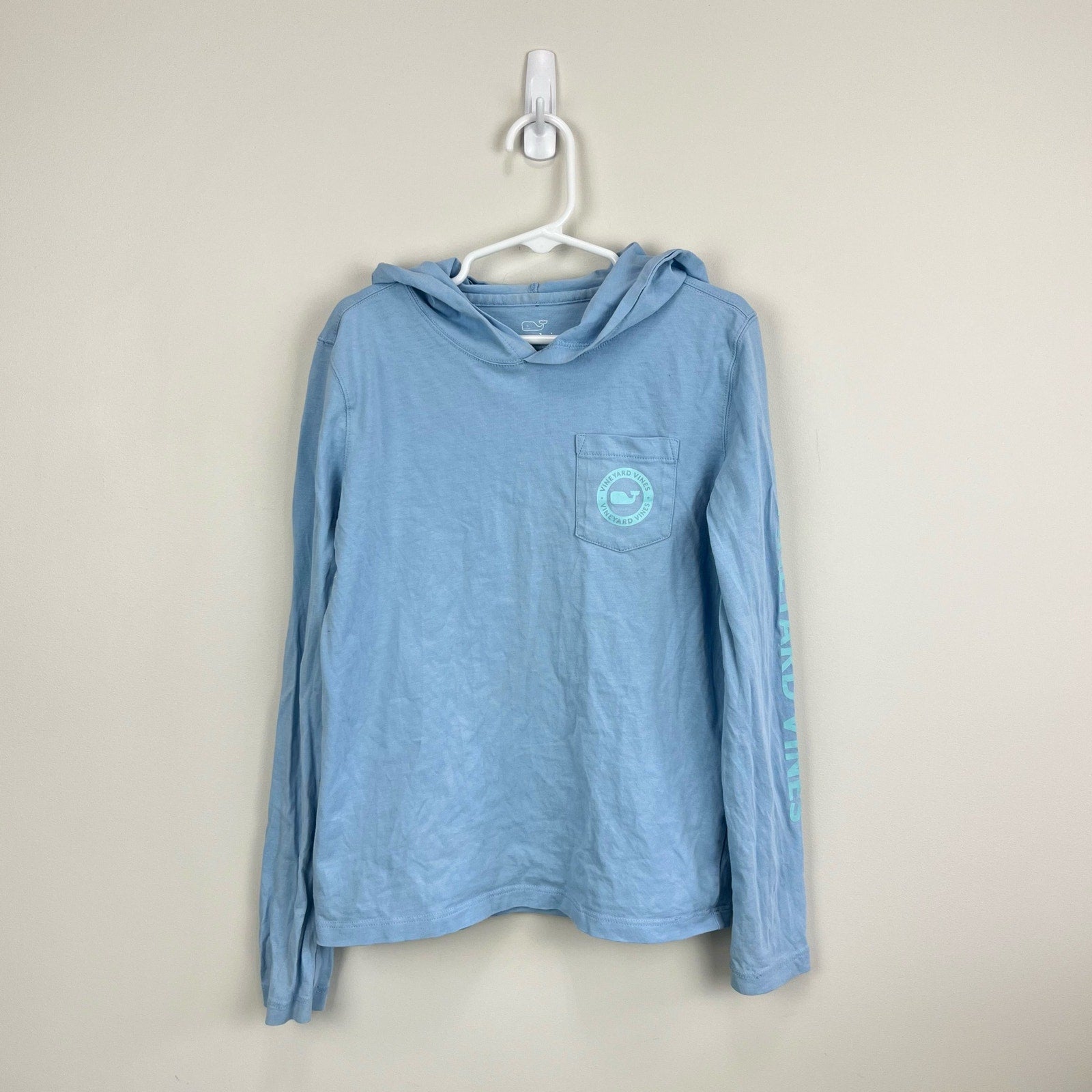 Vineyard Vines Long Sleeve Hoodie Whale Pocket Tee Small 7-8