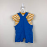 Load image into Gallery viewer, JoJo Maman Bebe Blue Easter Tractor Dungaree Shortall Romper and T-Shirt Set 0-3 Months
