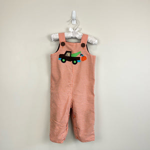 Kelly's Kids Pumpkin Patch Plaid Overalls 12 Months