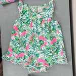 Load image into Gallery viewer, Lilly Pulitzer Girls Cecily Infant Dress Botanical Green Just Wing It 18-24 Months
