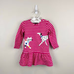 Load image into Gallery viewer, Joules Dazzle Organic Cotton Artwork Dress Pink Applique Cat Dog 9-12 Months
