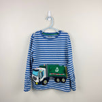 Load image into Gallery viewer, Mini Boden Lift-the-flap Trash Truck T-Shirt Elizabethan Blue/Ivory Stripe 7-8
