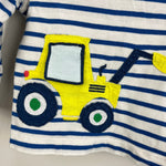 Load image into Gallery viewer, Mini Boden Striped Tractor Life the Flap T-Shirt 3-6 Months
