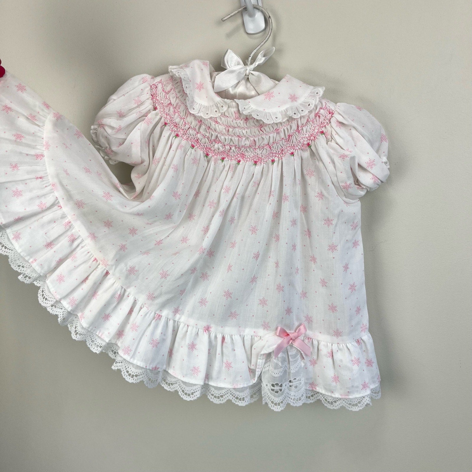 Polly Flinders Smocked White Dress 12 Months