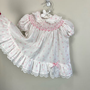 Polly Flinders Smocked White Dress 12 Months