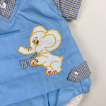 Load image into Gallery viewer, Vintage Mayfair Kids Blue Elephant Diaper Shirt Set Newborn
