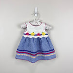 Load image into Gallery viewer, Vintage Y2K Youngland Seersucker Lady Bug Flower Applique Dress 3-6 Months
