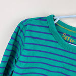 Load image into Gallery viewer, Mini Boden Boys Long Sleeve Green Blue Striped Tee Shirt 7-8
