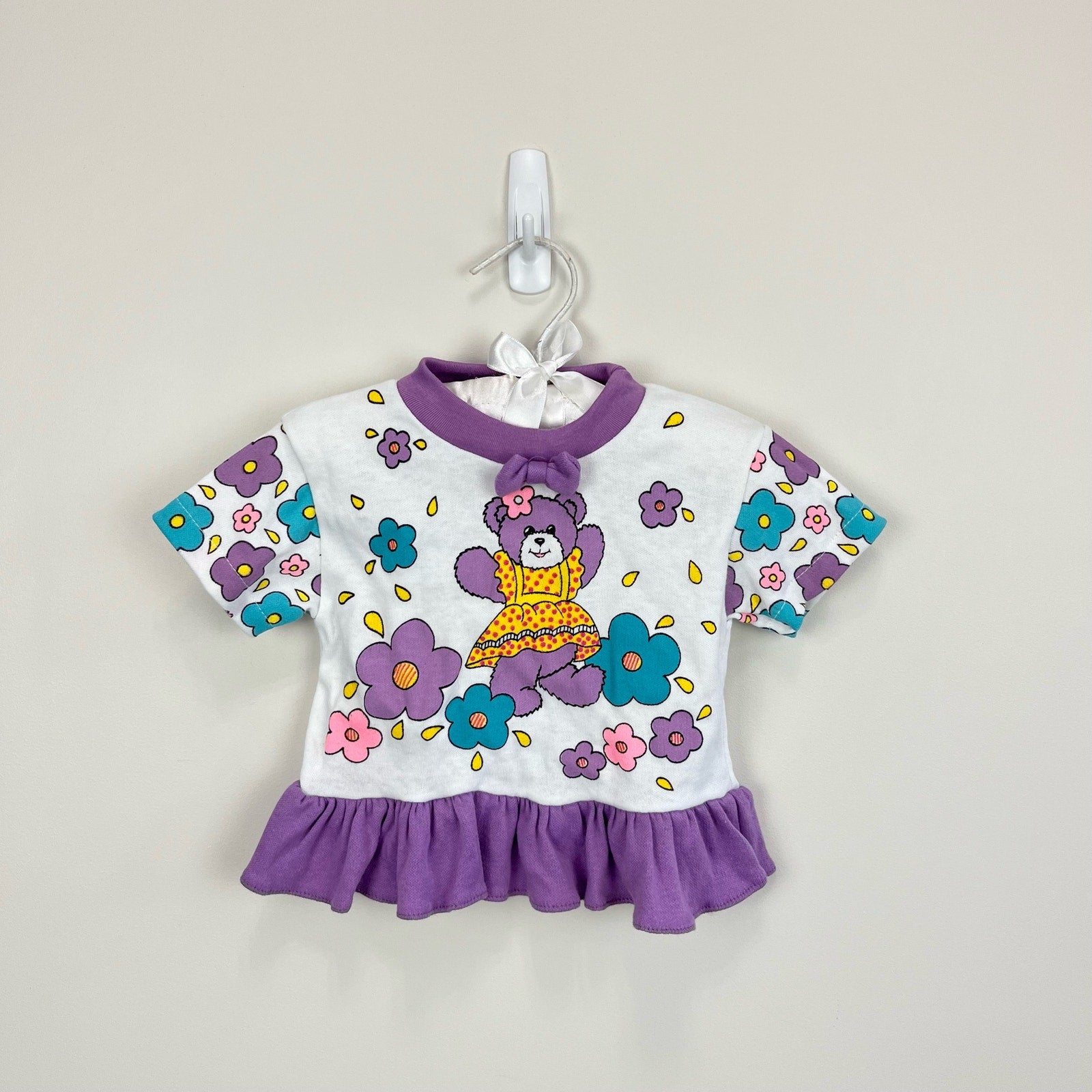 Vintage Tuff Cookies Teddy Bear Flower Shirt 12 Months