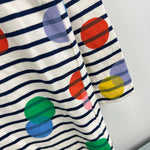 Load image into Gallery viewer, Mini Boden Fun Breton Dress Ivory Navy Stripe Rainbow Polka Dots 7-8 NWOT
