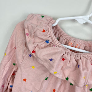 Mini Boden Ruffle Neck Jersey Top Provence Pink Multi Stars 7-8 Years