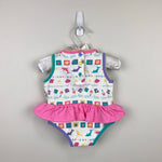 Load image into Gallery viewer, Vintage Gymboree Pastel Ruffle Bow Beach Romper Sun Suit Layette 0-3 Months
