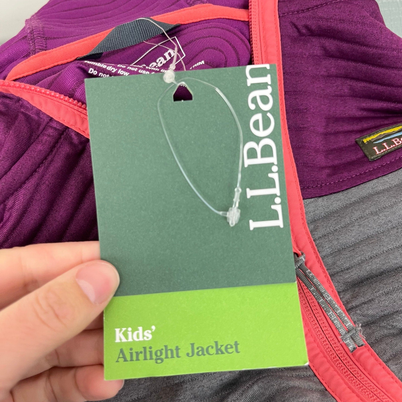 L.L. Bean Kids Airlight Jacket Plum Gray XL 14-16 NWT