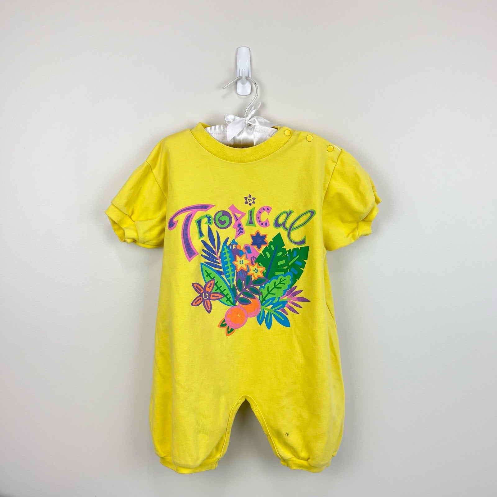 Vintage The Place Yellow Tropical Romper XXL 30-36 Months