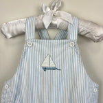 Load image into Gallery viewer, Janie and Jack Dobby Stripe Shortall Romper 12-18 Months
