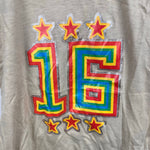 Load image into Gallery viewer, Vintage Bloopers Tan Rainbow Stars Track T-Shirt L 10-12 USA NWOT
