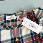 Load image into Gallery viewer, Vineyard Vines Girls' Soft Twill Ruffle Top Royal Stewart Marsh Medium NWT

