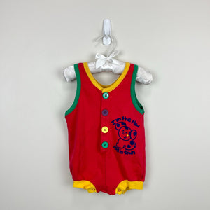 Vintage I'm the New Kid in Town Red Shortall Romper