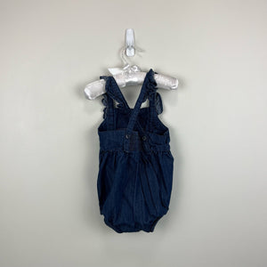 Hanna Andersson Ruffle Rainbow Denim Shortall Romper 80 cm 18-24 Months