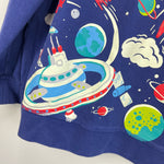 Load image into Gallery viewer, Mini Boden Glowing Space Sweatshirt School Navy Space Print 5-6
