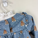 Load image into Gallery viewer, Mini Boden Long Sleeve Ruffle Teddy Bear Blouse Blue 6-12 Months
