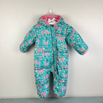 Load image into Gallery viewer, Columbia Snuggly Bunny Bunting Down Snow Suit Pink Green Animals 6-12
