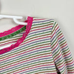 Load image into Gallery viewer, Mini Boden Supersoft Pointelle T-Shirt Ivory Multi Stripes 5-6
