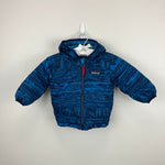Load image into Gallery viewer, Patagonia Boys' Reversible Down Sweater Hoody Jacket Balkan Blue 6-12 Months
