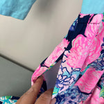 Load image into Gallery viewer, Lilly Pulitzer Girls Mochi Dress High Tide Navy Hey Hey Bouquet XL
