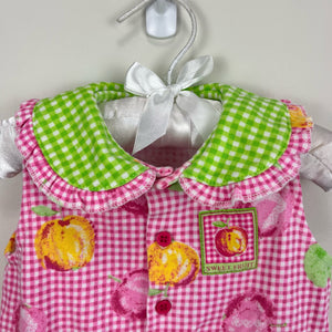 Vintage Small Steps Ruffle Gingham Fruit Romper 6-9 Months