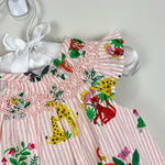 Load image into Gallery viewer, Mini Boden Stripy Smocked Dress in Boto Pink Jungle Print 3-6 Months NWOT
