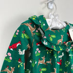 Load image into Gallery viewer, Mini Boden Shady Green Festive Woodland Ruffle Jersey Dress 3-6 Months NWT
