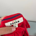 Load image into Gallery viewer, Mini Boden Pointelle Combed Cotton Cardigan Sweater Red 9-10
