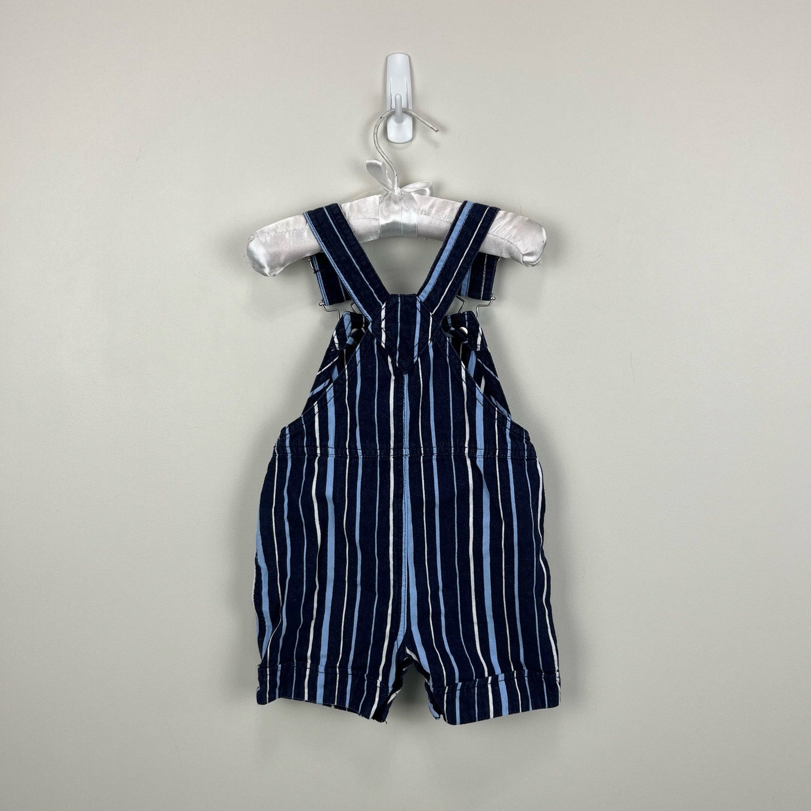 Hanna Andersson Y2K Blue Striped Shortalls 70 cm 6-12 Months