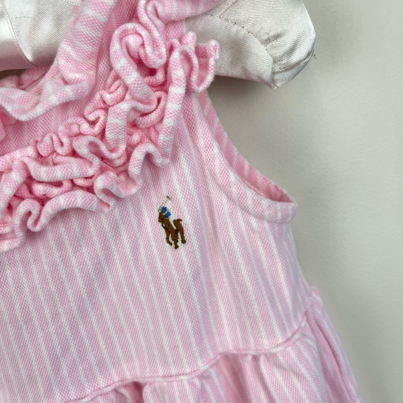 Ralph Lauren Ruffled Knit Bubble Shortall Pink 18 Months