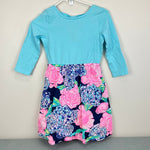 Load image into Gallery viewer, Lilly Pulitzer Girls Mochi Dress High Tide Navy Hey Hey Bouquet XL
