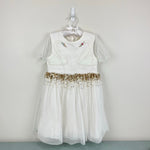 Load image into Gallery viewer, Mini Boden Ivory Swan Tulle Dress with Gold Sequins 6-7
