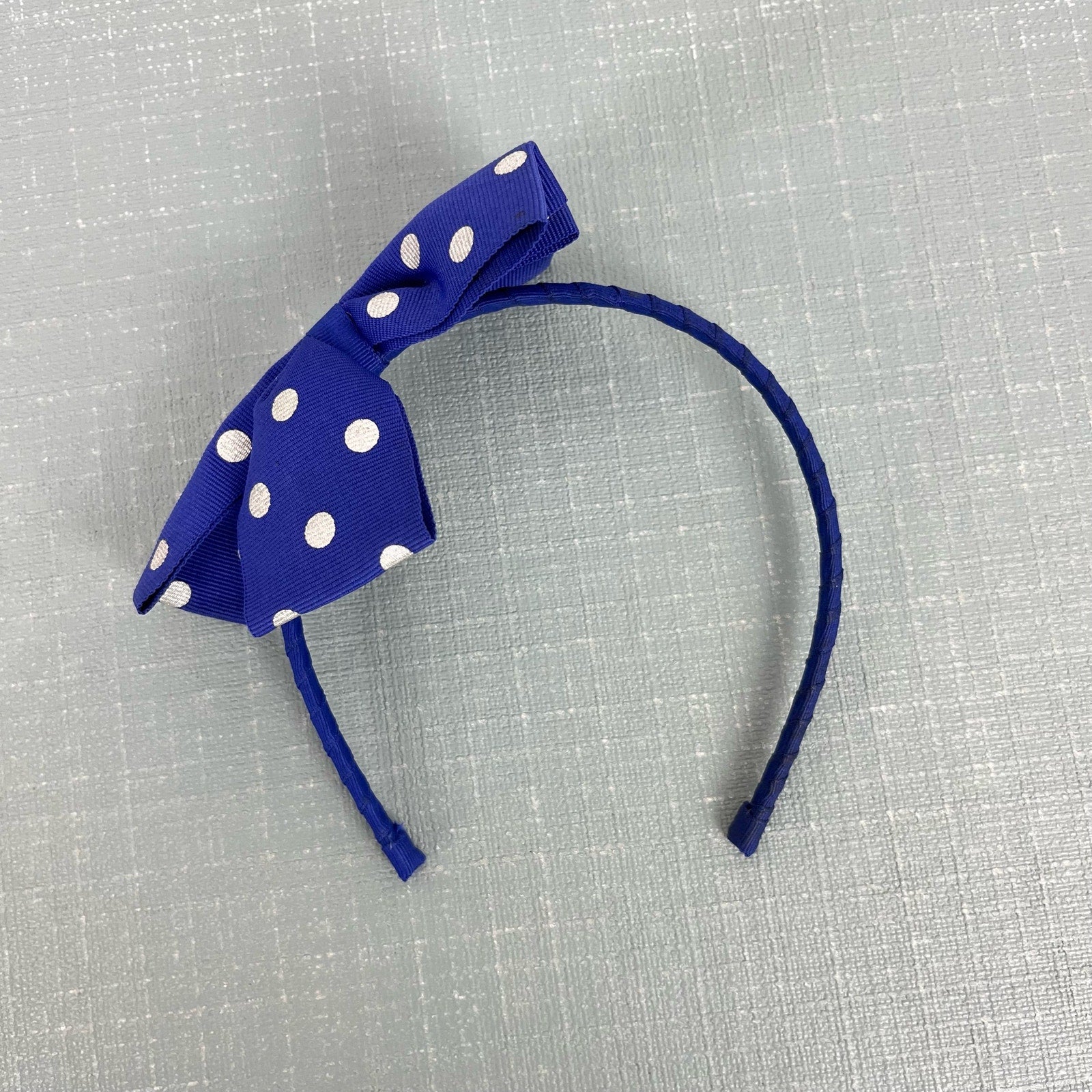 Gymboree Blue Polka Dot Ribbon Hair Bow