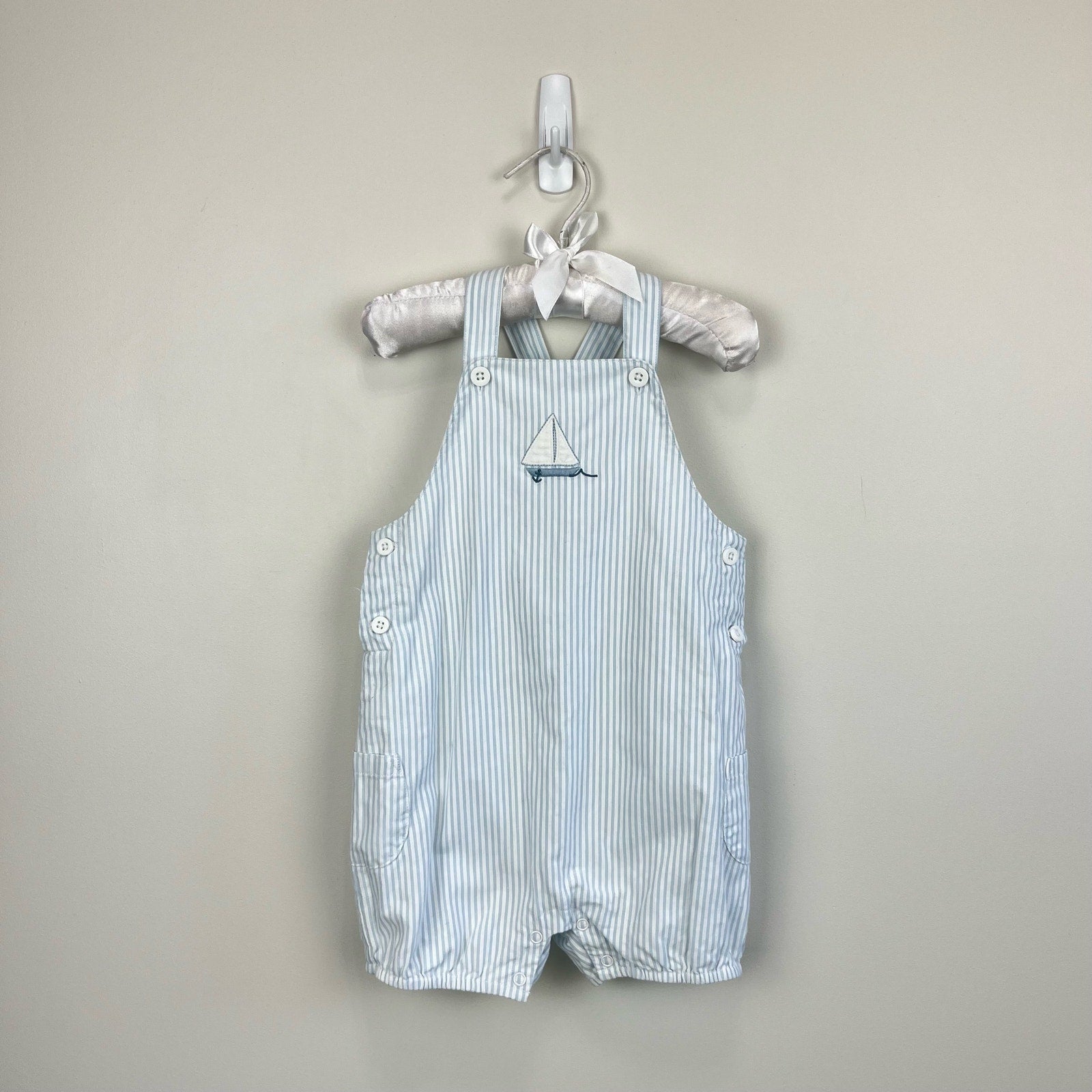 Janie and Jack Dobby Stripe Shortall Romper 12-18 Months