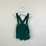 Load image into Gallery viewer, Vintage Green Candy Cane Suspender Shorts 6 Months
