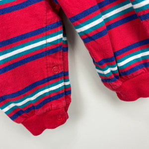 Vintage All Mine Red Striped Race Car Overalls Set 6-9 Months