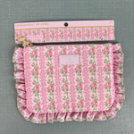 Load image into Gallery viewer, LoveShackFancy Blooming Heirloom Zip Pencil Case Ruffles Strawberry Macaroon NWT
