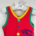 Load image into Gallery viewer, Vintage I'm the New Kid in Town Red Shortall Romper
