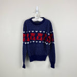 Load image into Gallery viewer, Vintage Girls Navy Blue Teddy Bear Sweater
