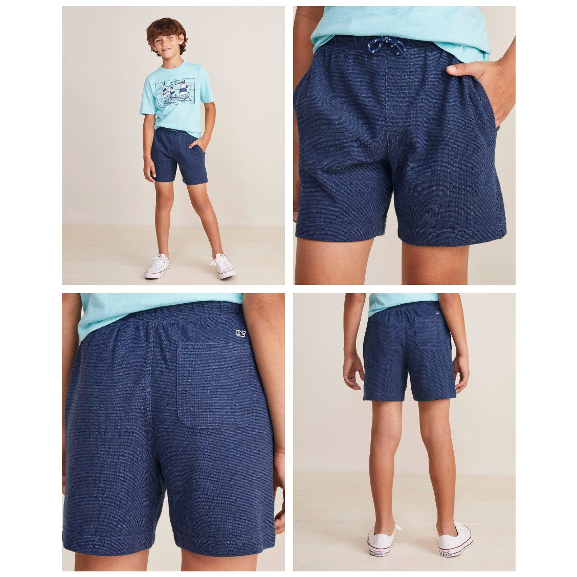 Vineyard Vines Boys' Saltwater Shorts Deep Bay Blue Small 8-10 NWT